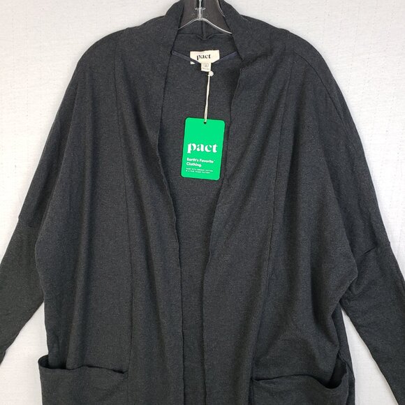 NWT Pact Airplane Cardigan Organic Cotton Dark Gray Pockets size L/XL Travel - Picture 4 of 13
